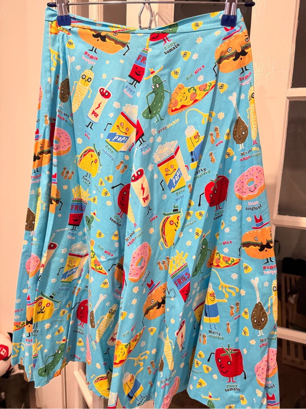Playful Blue Food-Print A-Line Women's Skirt